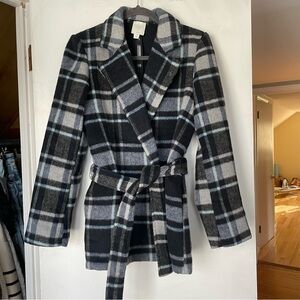 J Joie Plaid Belted Coat